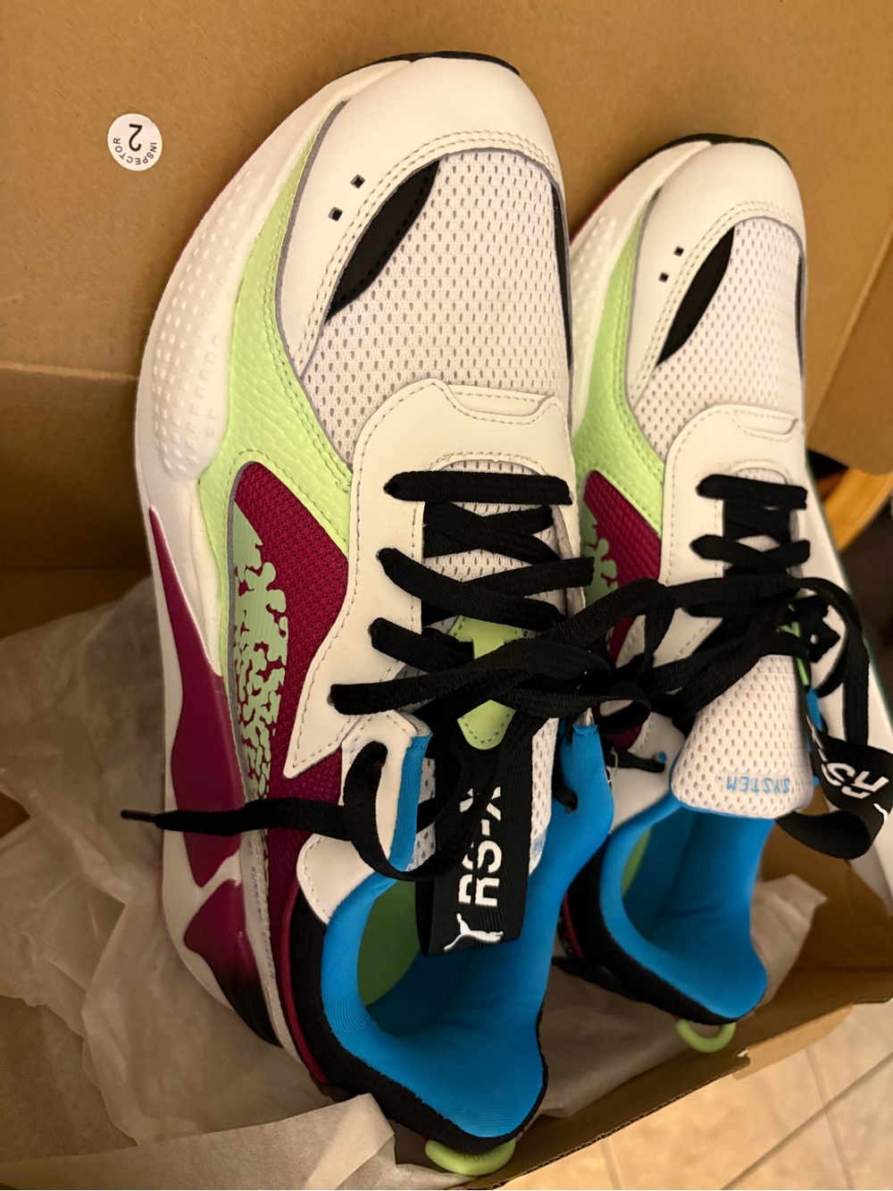 PUMA RS-X Blaster Men’s Low Top Mesh Lace-Up Sneakers White Lime size 11.5 - Picture 3 of 10